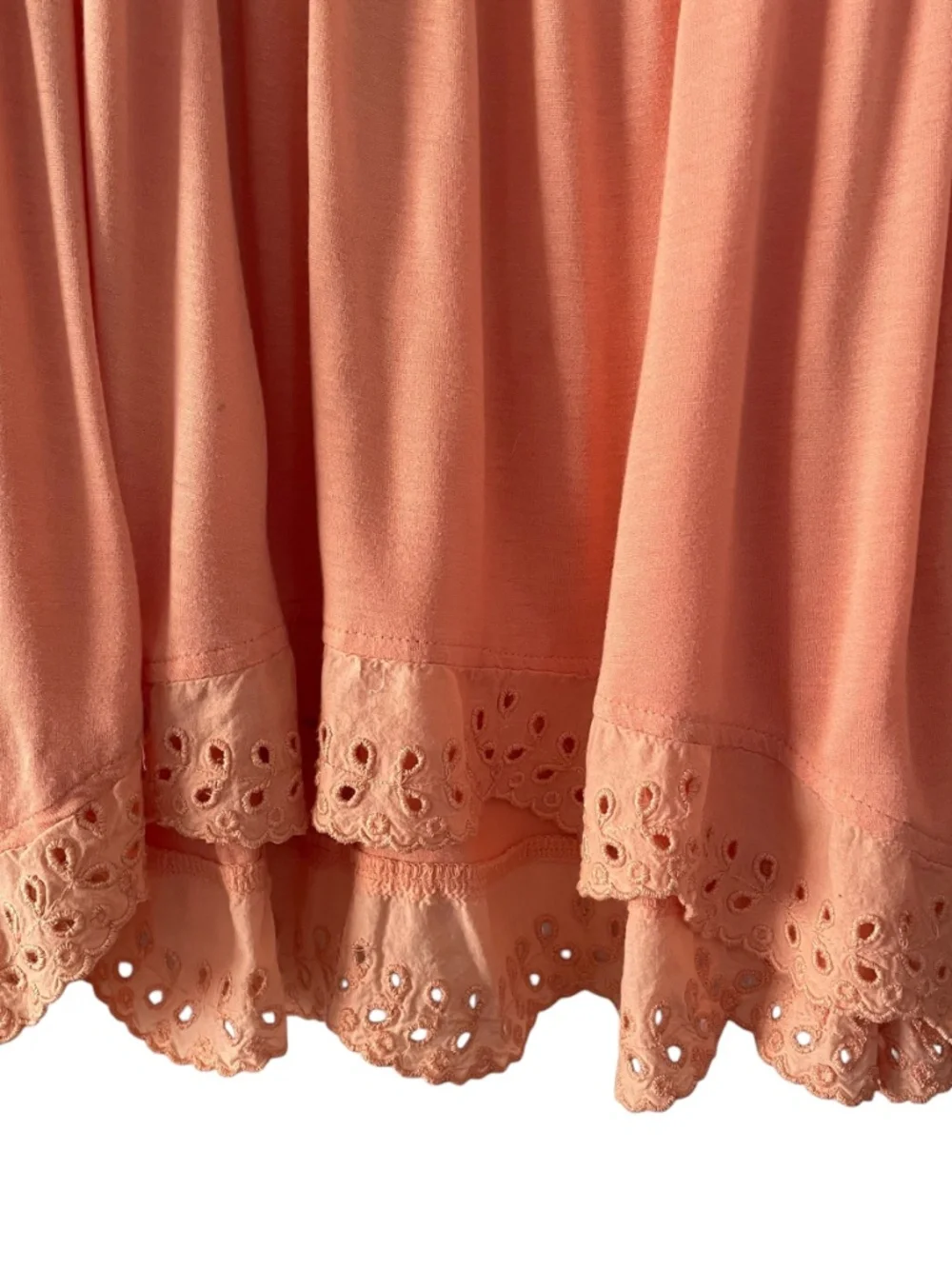 Free People Sea of Love Peach Eyelet Bell Sleeve Top